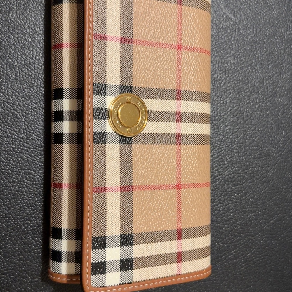 Burberry Tan and Black Checkered Wallet